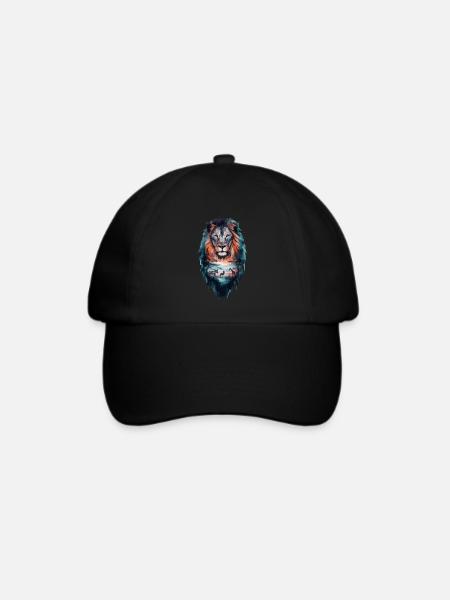 Majestätischer Löwe Landschaft Afrikanische Kunst - Baseballkappe - Schwarz/Schwarz