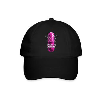 Musik ist meine Medizin für Musikliebhaber - Baseballkappe - Schwarz/Schwarz - Vorne