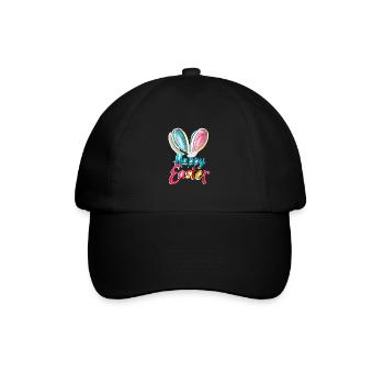 Frohe Ostern Hasenohren Bunter Frühling für - Baseballkappe - Schwarz/Schwarz - Vorne