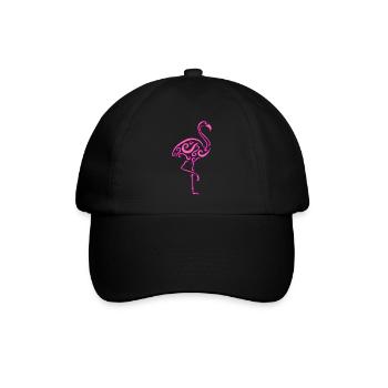 Rosa Flamingo - Baseballkappe - Schwarz/Schwarz - Vorne