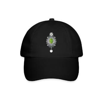 zeitlose Trachten Smaragd Brosche mit Perle - Baseballkappe - Schwarz/Schwarz - Vorne