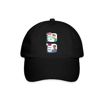 Tara Kape Tayo Kaffeedesign für stolze Pinoys - Baseballkappe - Schwarz/Schwarz - Vorne