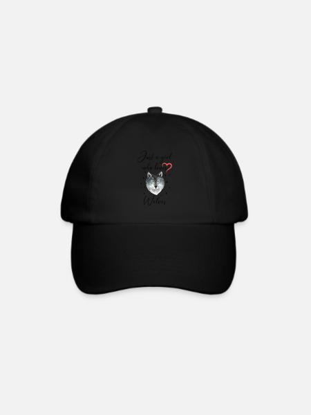 Frau Mädchen Liebe Herz Wolf - Baseballkappe - Schwarz/Schwarz
