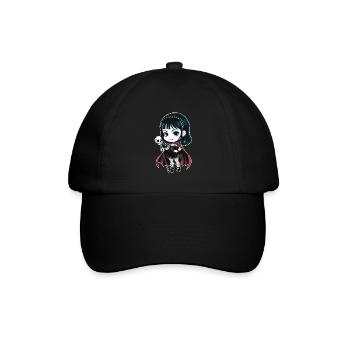 Chibi Gothic-Mädchen - Baseballkappe - Schwarz/Schwarz - Vorne