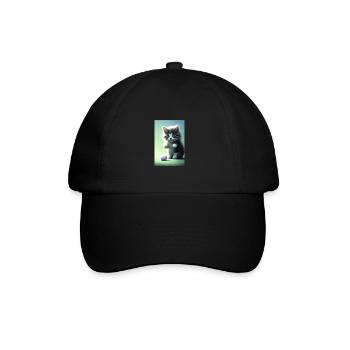 Kleine Süße Baby Katze - Baseballkappe - Schwarz/Schwarz - Vorne