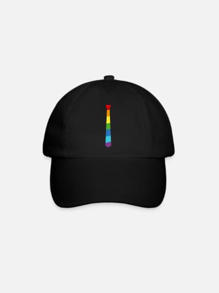 Regenbogen Krawatte - Fahne - Flagge - Gay Pride - Baseballkappe - Schwarz/Schwarz