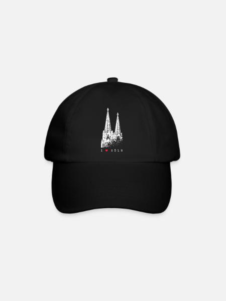 I Love Köln Cologne Skyline Kölner Dom Silhouette - Baseballkappe - Schwarz/Schwarz