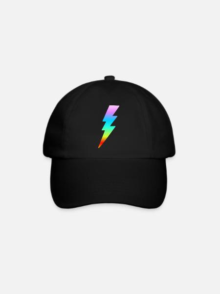 Bunter Blitz Regenbogen Farben Retro Geschenk Frau - Baseballkappe - Schwarz/Schwarz