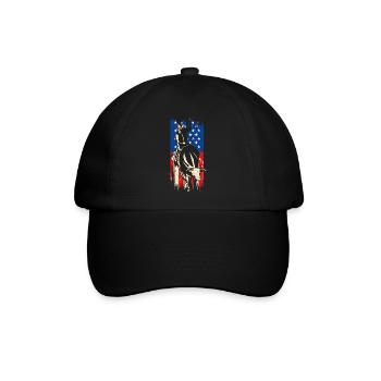 Bull Riding American Flag, Patriotic Rodeo Cowboy - Baseballkappe - Schwarz/Schwarz - Vorne