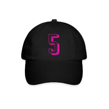 Zahl fünf - Nummer 5 pink Mädchen Trikotnummer - Baseballkappe - Schwarz/Schwarz - Vorne
