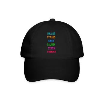 Urlaub Strand Meer Palmen Ferien Sommer Spruch - Baseballkappe - Schwarz/Schwarz - Vorne