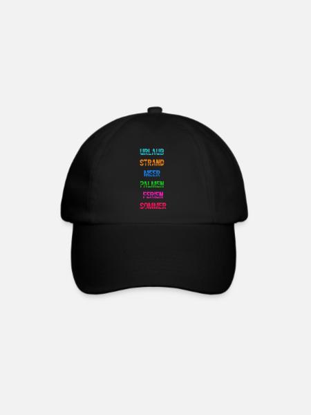 Urlaub Strand Meer Palmen Ferien Sommer Spruch - Baseballkappe - Schwarz/Schwarz