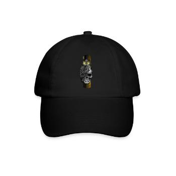 Eule sitzt auf Schädel - Baseballkappe - Schwarz/Schwarz - Vorne