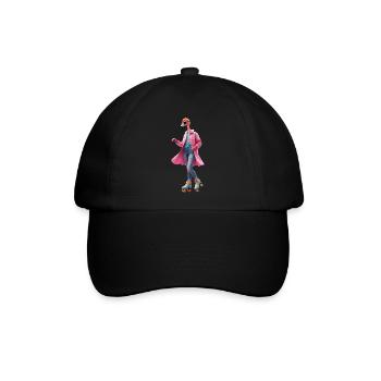 Rollerskating Flamingo - Baseballkappe - Schwarz/Schwarz - Vorne