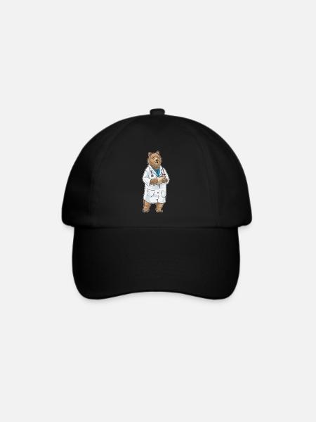 Bär Arzt Stethoskop - Baseballkappe - Schwarz/Schwarz