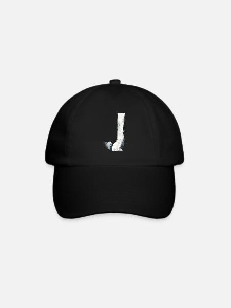 J – dekoratives Schriftzeichen – Winter - Baseballkappe - Schwarz/Schwarz