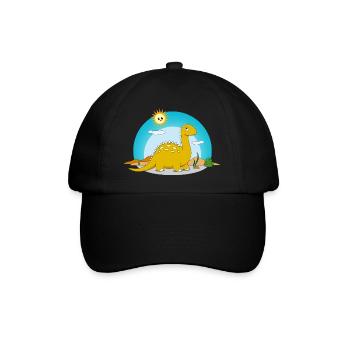 Dinosaurier Sonne Brontosaurus Sommerhimmel Wüste - Baseballkappe - Schwarz/Schwarz - Vorne