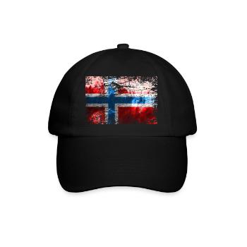 Norwegische Flagge - Baseballkappe - Schwarz/Schwarz - Vorne