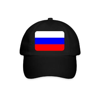 RUSSIA FLAG round corner 400 dpi - Baseballkappe - Schwarz/Schwarz - Vorne