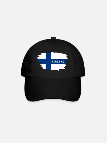 Finnland Flagge / Geschenk Helsinki Skandinavien - Baseballkappe - Schwarz/Schwarz