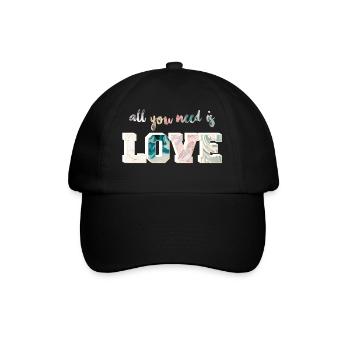 Alles was Sie brauchen ist Liebe Marmor - Baseballkappe - Schwarz/Schwarz - Vorne