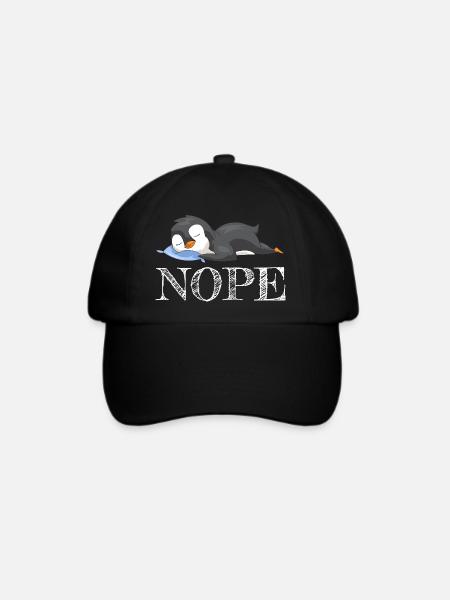 Pinguin Geschenk Schlafen Nein Nope Vogel Geschenk - Baseballkappe - Schwarz/Schwarz