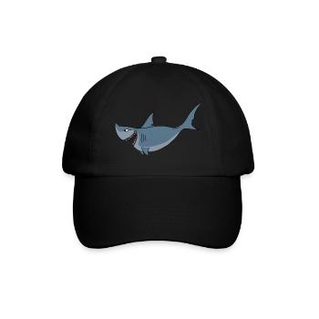 Hai Shark Ozean Comic Cartoon - Baseballkappe - Schwarz/Schwarz - Vorne