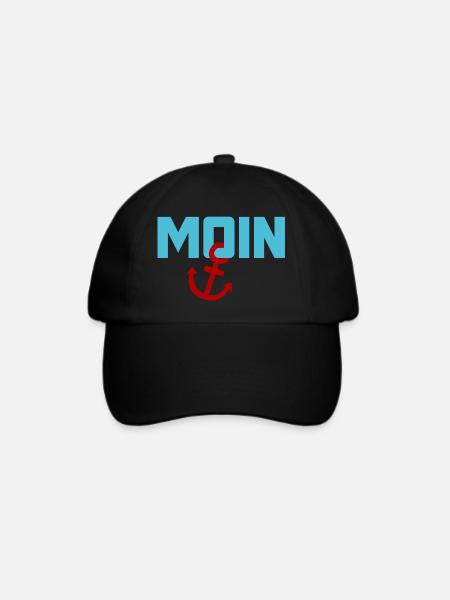 Moin Anker Ahoi Nordsee Ostsee Strand Urlaub Küste - Baseballkappe - Schwarz/Schwarz