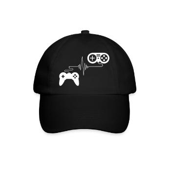 Gamer Zocker Gamepad mit Pulsschlag - Baseballkappe - Schwarz/Schwarz - Vorne