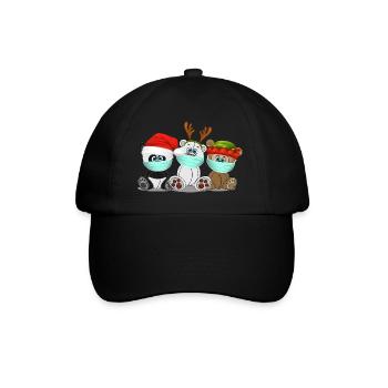 Xmas Grizzly Polar Panda Bären mit Mundschutz - Baseballkappe - Schwarz/Schwarz - Vorne