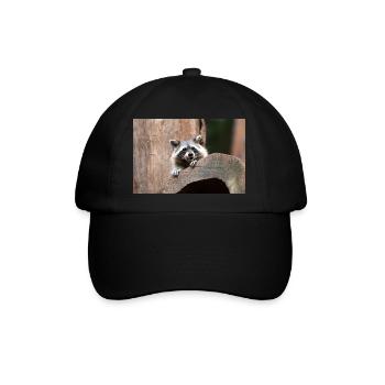 North American racoon (in german Waschbär) - Baseballkappe - Schwarz/Schwarz - Vorne