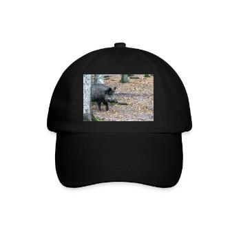 Wild boar (in german Wildschwein) Sus scrofa - Baseballkappe - Schwarz/Schwarz - Vorne