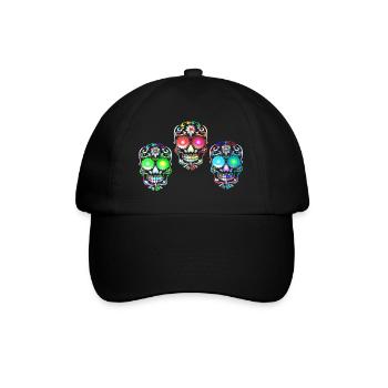 Zucker Schädel Kunst - Baseballkappe - Schwarz/Schwarz - Vorne