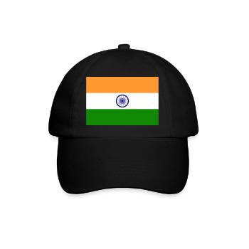 Flagge Indiens - Baseballkappe - Schwarz/Schwarz - Vorne