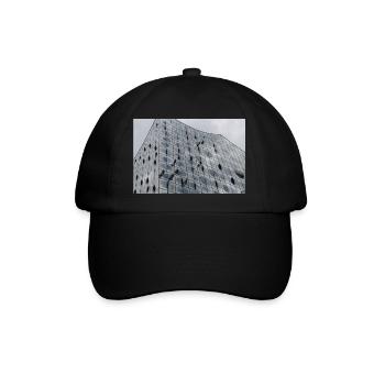 Elbphilharmonie mit Fensterputzern - Baseballkappe - Schwarz/Schwarz - Vorne