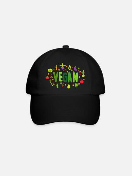Veganer | Vegetarier| Gesund Nachhaltig Lifestyle - Baseballkappe - Schwarz/Schwarz
