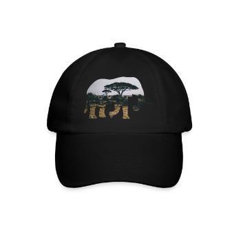 Elefant Savanne Silhouette - Baseballkappe - Schwarz/Schwarz - Vorne