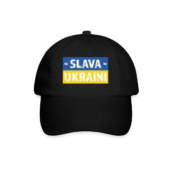 Slava Ukraini Ukrainische Flagge - Baseballkappe - Schwarz/Schwarz - Vorne