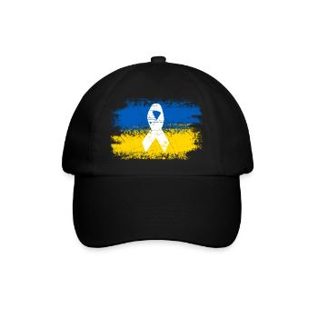 Ukrainische Flagge mit Friedensschleife - Baseballkappe - Schwarz/Schwarz - Vorne