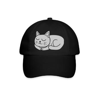 Katze schlafend liegend Comic - Baseballkappe - Schwarz/Schwarz - Vorne