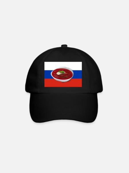 Borschtsch, Russische Suppe - Baseballkappe - Schwarz/Schwarz