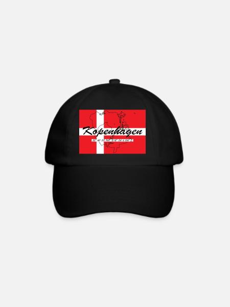 Kopenhagen - Hauptstadt mit GPS & FlUmriss V1 - Baseballkappe - Schwarz/Schwarz