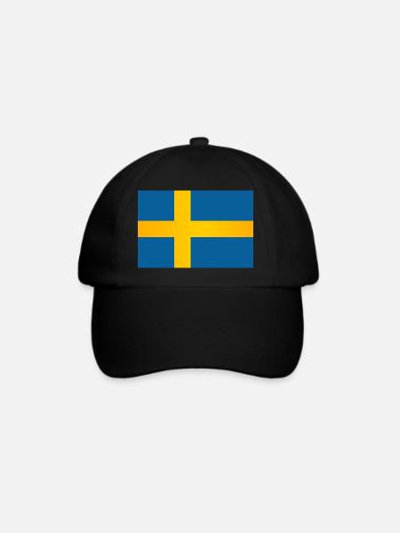 Flagge von Schweden - Baseballkappe - Schwarz/Schwarz
