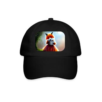 Fuchs im Kleid Füchsin - Baseballkappe - Schwarz/Schwarz - Vorne