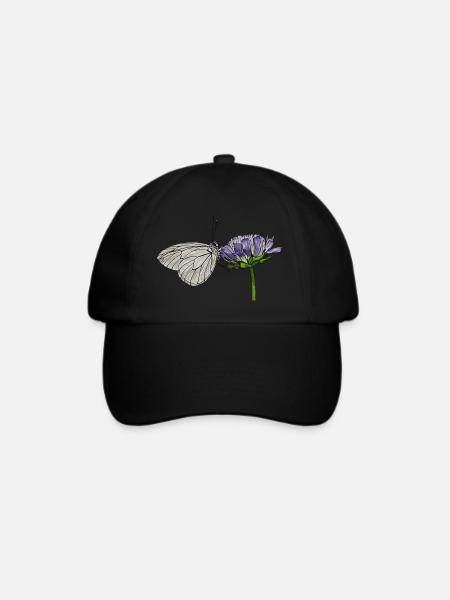 Schmetterling Blume Baum-Weißling Entomologe - Baseballkappe - Schwarz/Schwarz