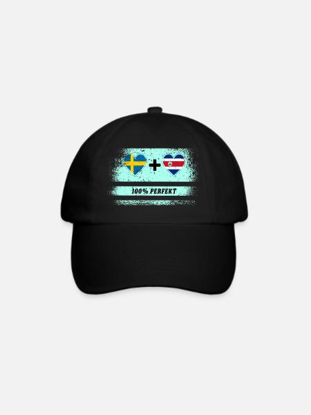 Costa Rica & Schweden 100% perfekt / Geschenk - Baseballkappe - Schwarz/Schwarz