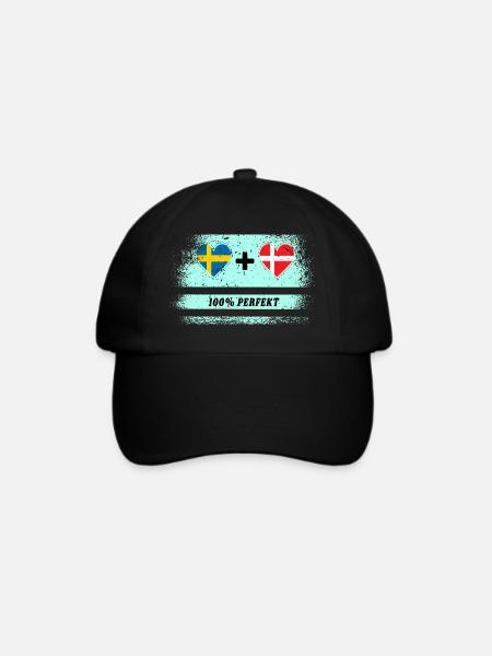 Dänemark und Schweden 100% perfekt / Geschenk - Baseballkappe - Schwarz/Schwarz