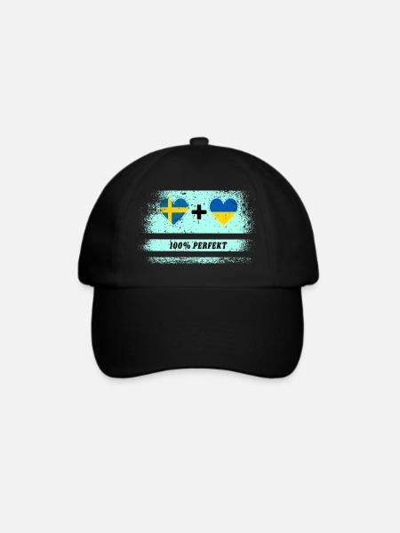 Ukraine und Schweden 100% perfekt / Geschenk - Baseballkappe - Schwarz/Schwarz