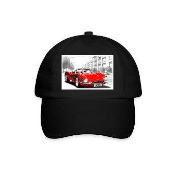 Retro Sportwagen rot - Baseballkappe - Schwarz/Schwarz - Vorne