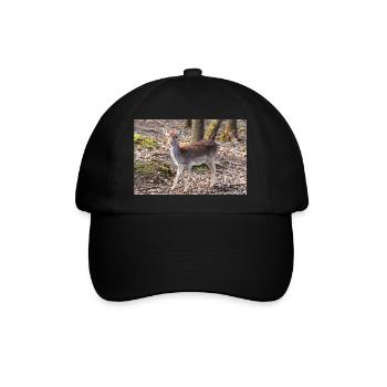 Damhirsch Damwild Dama - Baseballkappe - Schwarz/Schwarz - Vorne